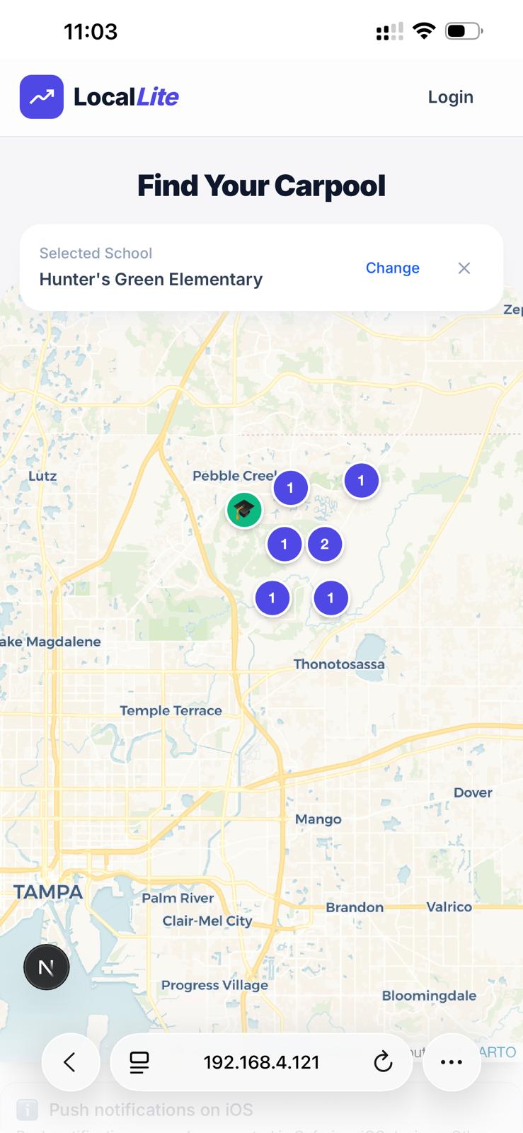 Find your carpool screen